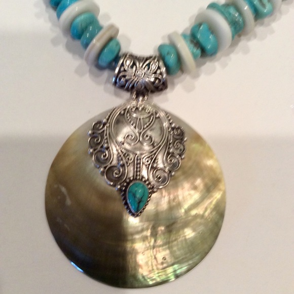 Silver and turquoise necklace - Picture 4 of 6